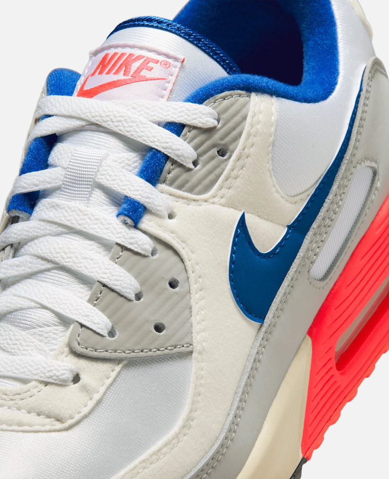 Nike Air Max 90 Qs (Light Base Grey/Sport Royal-Coconut Milk-White-Platinum Tint-Siren Red) Nike