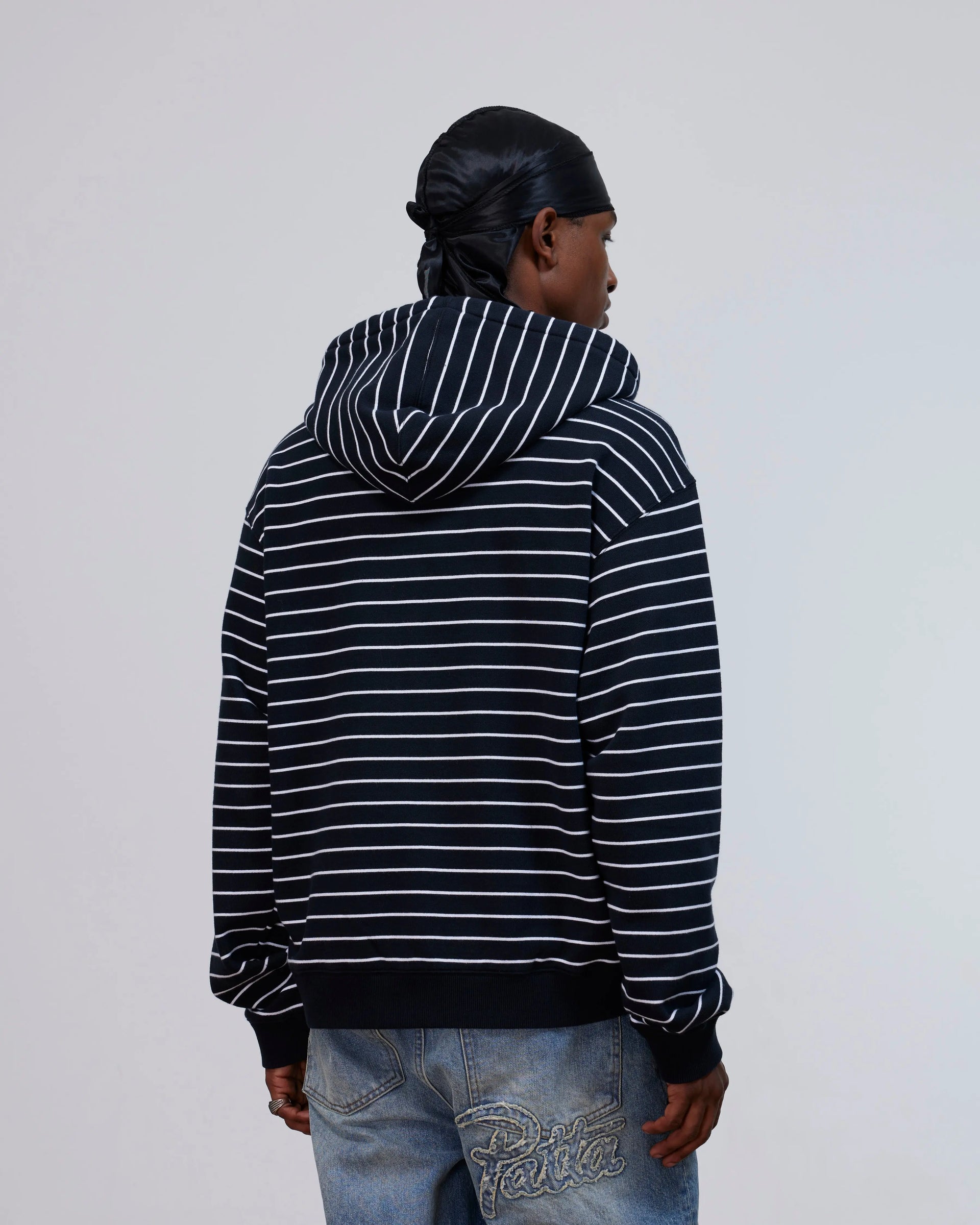 Patta Striped Zip Up Hooded Sweater (Black Iris) Patta