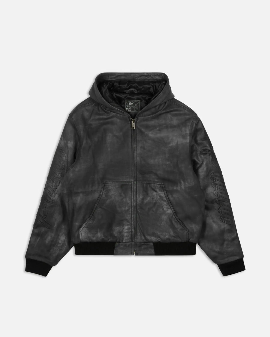Patta Leather Bomber Jacket (Black) Patta