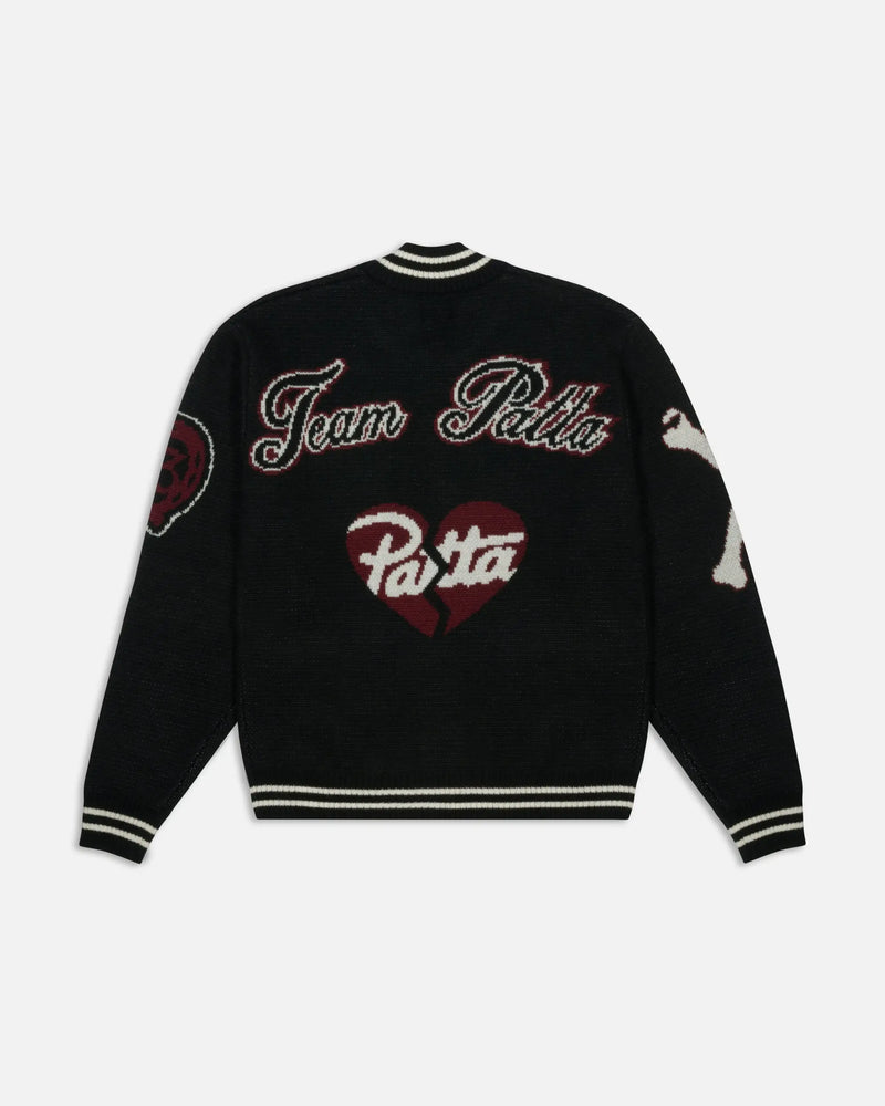 Patta Ribbed Knitted Cardigan (Grey Pinstripe) Patta