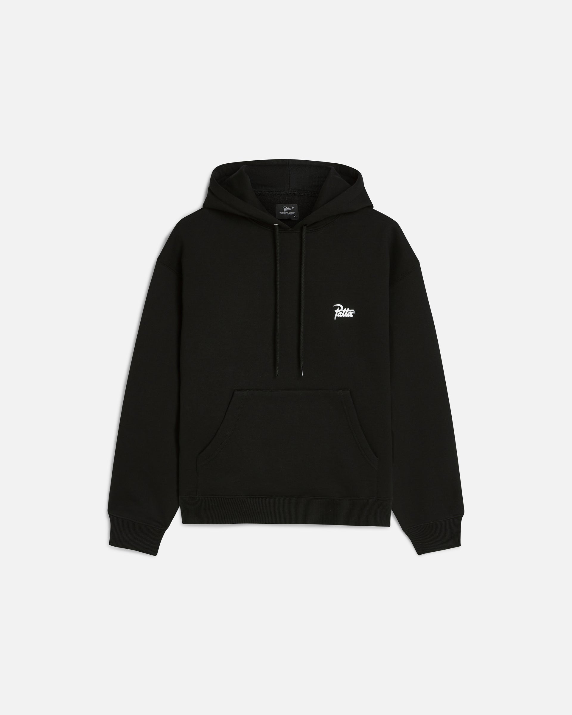 front image of the bark hoodie showing the script logo on the left hand side of the chest