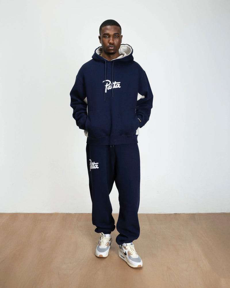 Patta Chenille Logo Hooded Sweater (Black Iris) Patta