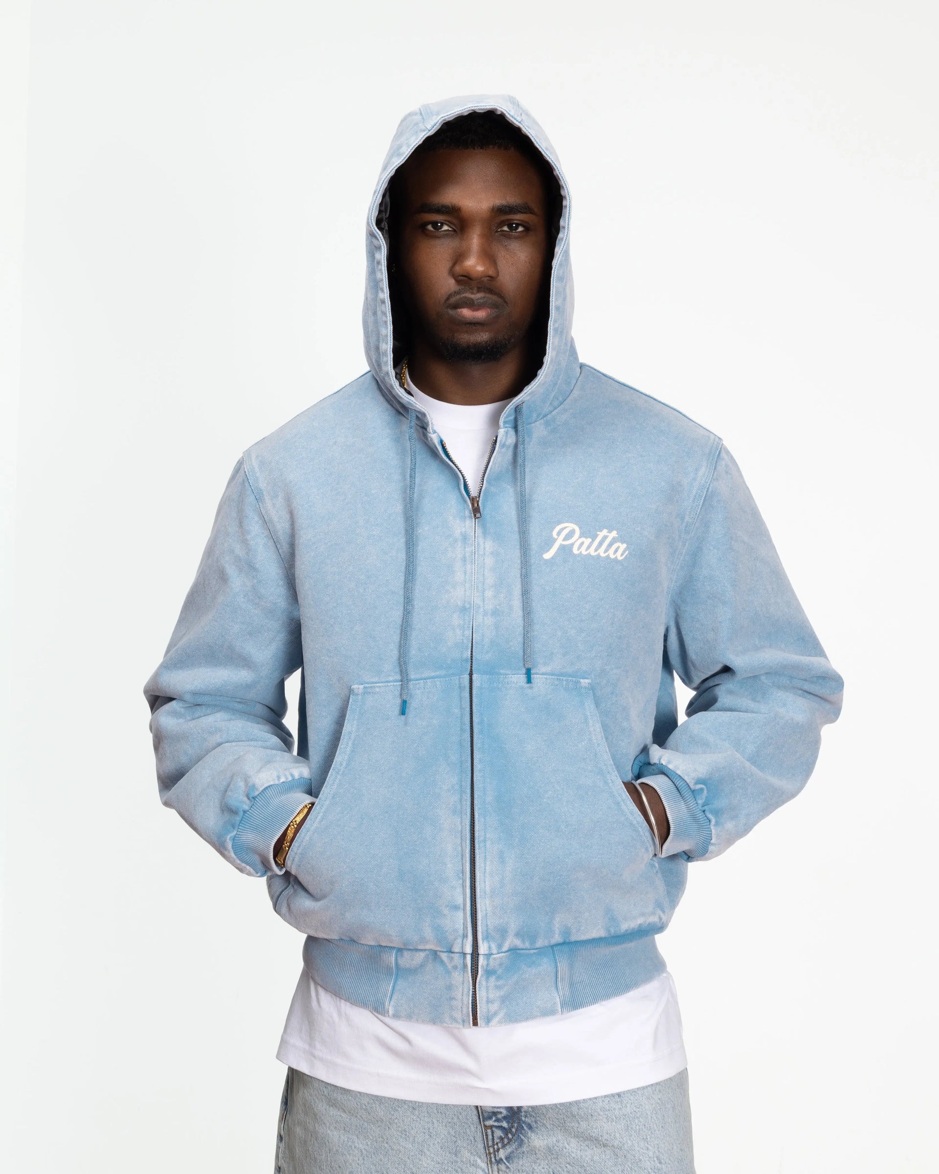 Patta Peace Canvas Hooded Jacket (Light Blue Denim) Patta