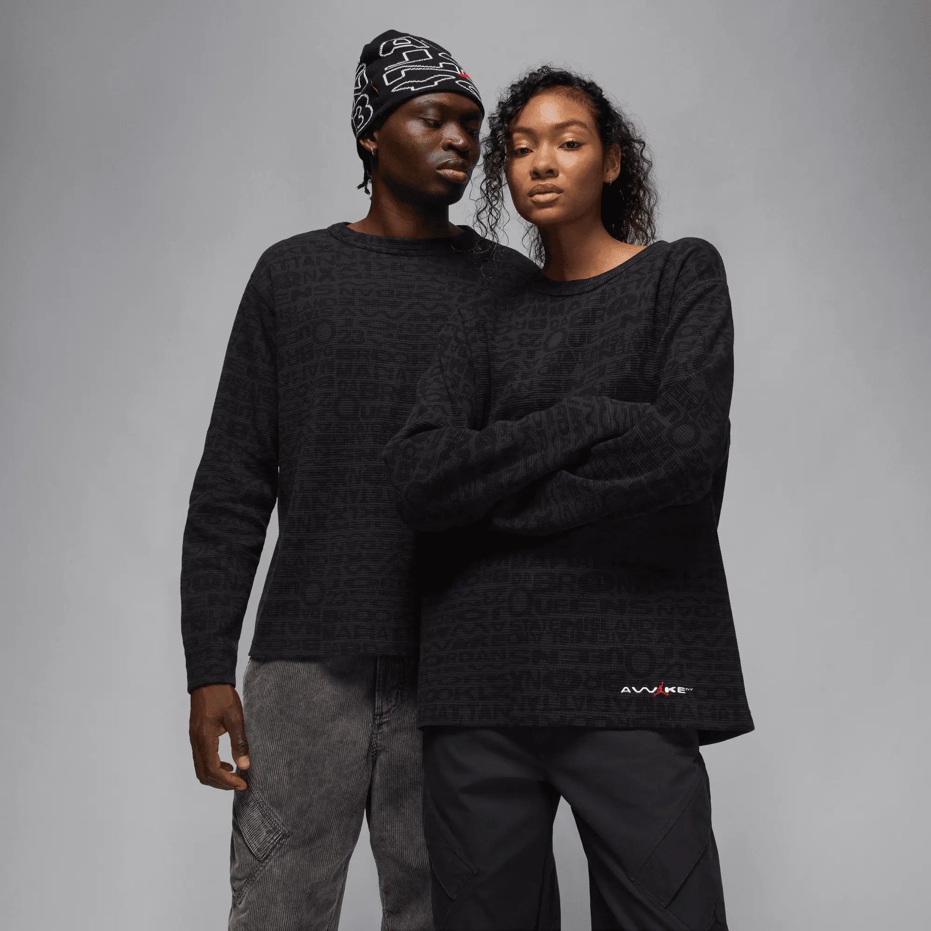 Jordan x Awake NY Thermal Shirt (Black/Black/White/University Red) - Patta