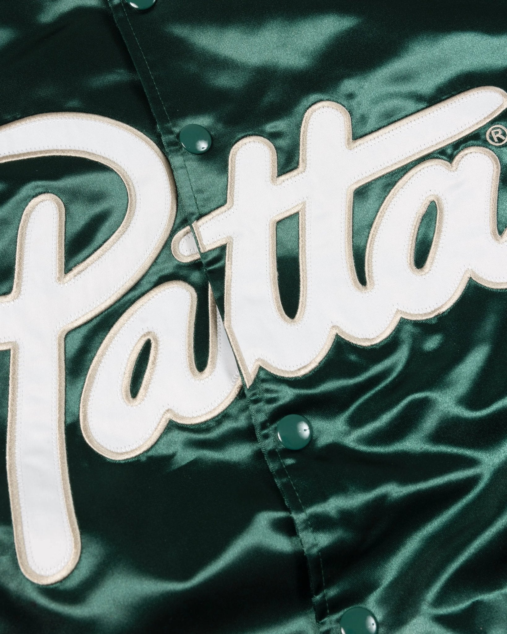 Patta Script Logo Satin Varsity Jacket (Bistro Green) - Patta