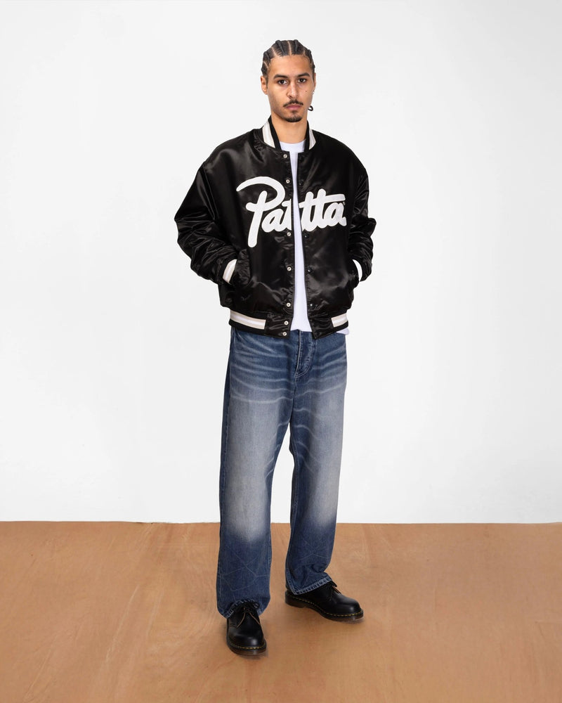 Patta Script Logo Satin Varsity Jacket (Black) - Patta